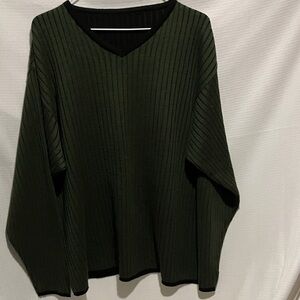Elegant Forest Green V-Neck Sweater